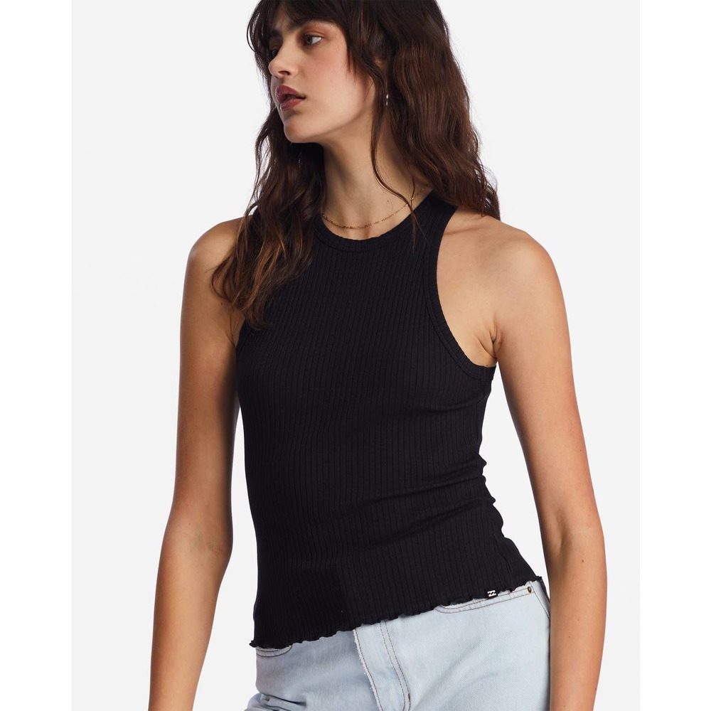 Billabong Women's Tomboy Stretch Ribbed Tank Top Tee T-Shirt - Black - Picture 5 of 5